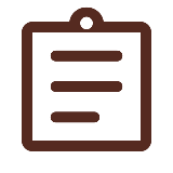 A brown clipboard graphic