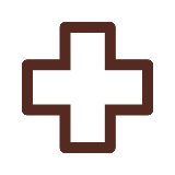 A graphic of a brown health cross