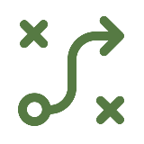 Icon of tactic map with two X marks and an O with an arrow going right